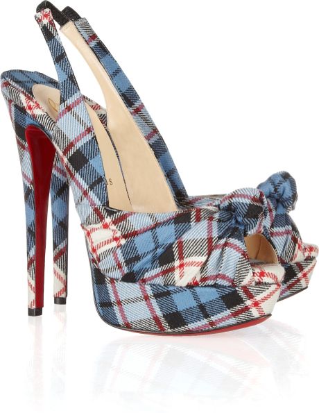Christian Louboutin Jenny 150 Tartan Slingbacks in Blue (multicolored) - Lyst
