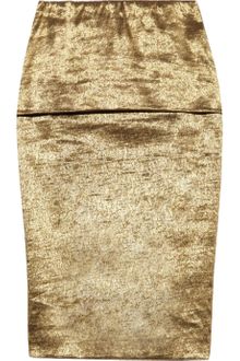 Donna Karan New York Metallic Foldover Stretch Skirt - Lyst