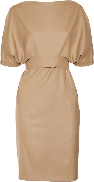 Gucci Belted Woolblend Dress in Beige (camel) - Lyst