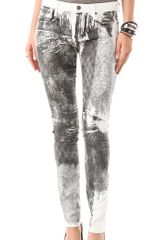Helmut Lang Grain Print Skinny Jeans