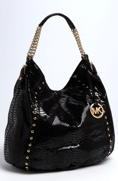 Michael Michael Kors Patent Leather Hobo In Black | Lyst