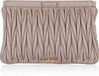 Miu Miu Matelassé Leather Clutch - Lyst