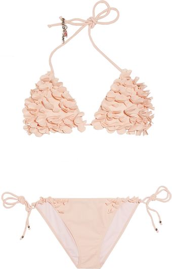 Miu Miu Floralappliqué Triangle Bikini - Lyst