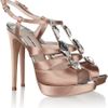 Miu Miu Crystalembellished Satin Sandals in Pink (rose) - Lyst