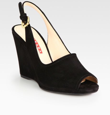 Suede slingback platform Sandals  Lyst sandals suede Slingback  Wedge Black Platform  in Prada prada