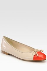 Prada Bicolor Leather Bow Ballet Flats