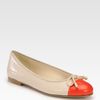 Prada Bicolor Leather Bow Ballet Flats in Beige (nude) - Lyst
