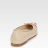 Prada Bicolor Leather Bow Ballet Flats in Beige (nude) - Lyst