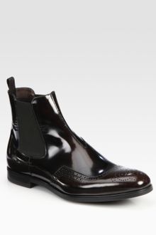 Prada Spazzolato Wingtip Chelsea Boot - Lyst
