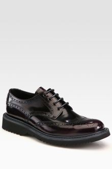 Prada Spazzolato Wingtip Laceup - Lyst