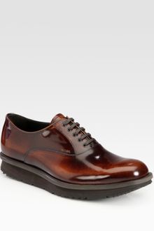 Prada Spazzolato Platform Laceup - Lyst