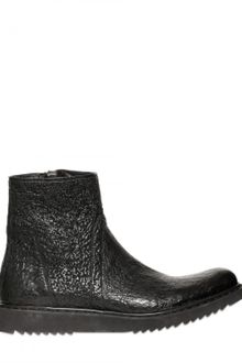 Rick Owens Side Zipped Pebbled Leather Low Boots - Lyst
