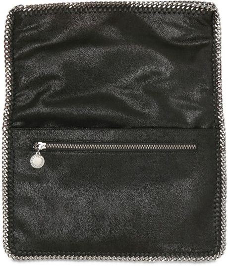 Stella Mccartney Shaggy Deer Faux Leather Foldover Clutch in Black - Lyst