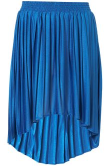 Topshop Blue Pleated Dip Hem Skirt - Lyst