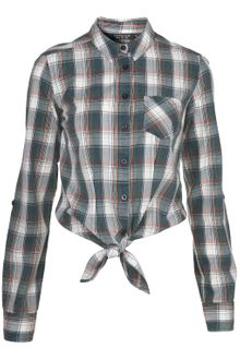 Topshop Tie Front Check Shirt - Lyst