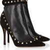 Valentino Studded Suede and Leather Ankle Boots in Black - Lyst