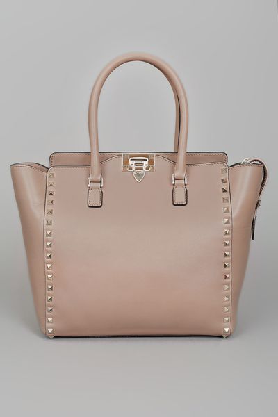 Valentino Rock Star Studded Shopper  in Beige - Lyst