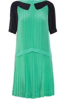 Victoria, Victoria Beckham Pleated Silk Crepe Mini Dress - Lyst