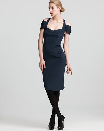 Zac Posen Fitted Dress Cold Shoulder - Lyst