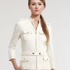 Tory Burch Havelil Military Jacket in White (milk opal) - Lyst