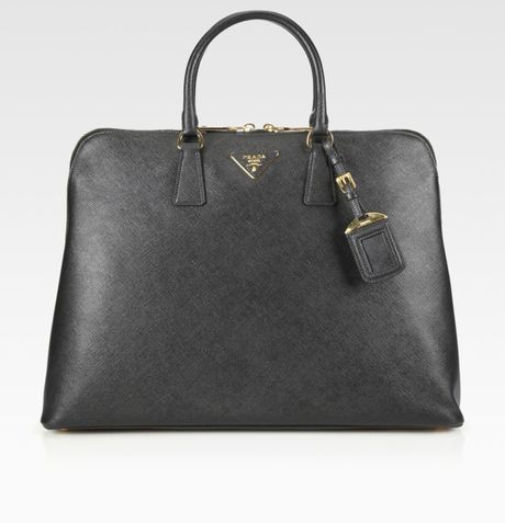Prada Saffiano Lux Large Bugatti in Black - Lyst