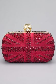 Alexander McQueen Crystal Britannia Box Clutch Dark Cherry - Lyst