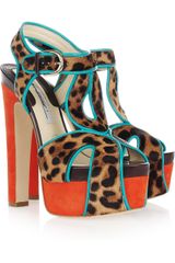 Brian Atwood Brigitte Calf Hair and Suede Platform Sandals