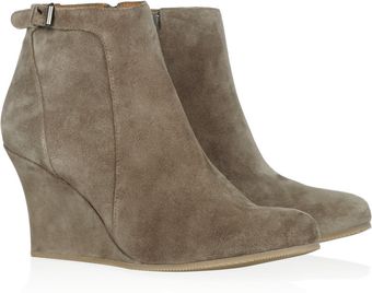 Lanvin Suede Wedge Ankle Boots - Lyst