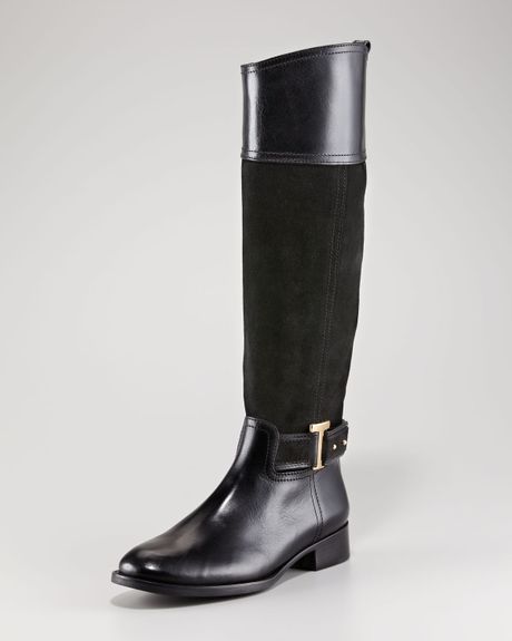 Tory Burch Tenley Suede Riding Boot in Black (black black) - Lyst