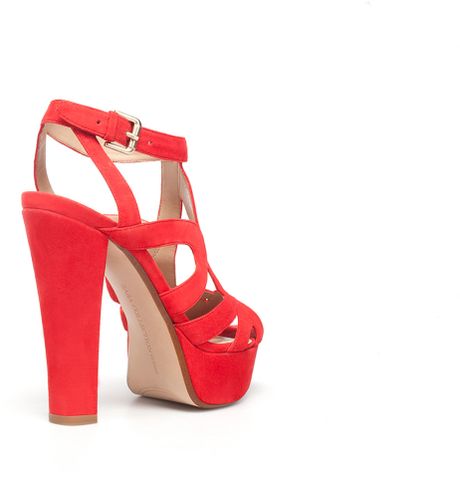 Zara High Heel Platform Sandal in Red | Lyst