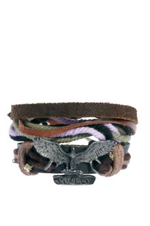 Asos Brand Eagle Leather Wrap Around Cuff Bracelet - Lyst
