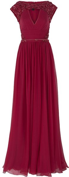 Elie Saab Chiffon Beaded Cap Sleeve Gown - Lyst