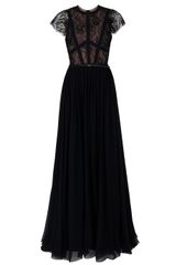 Elie Saab Cap Sleeve Lace Body Gown