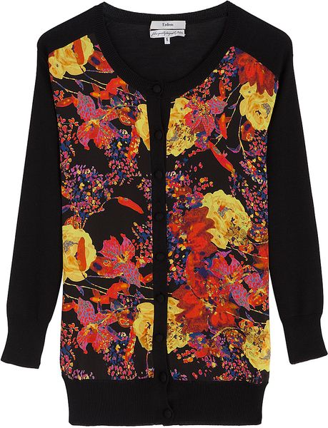 Erdem Yanne Print Front Cardigan in Red - Lyst
