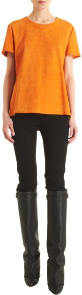 Givenchy Short Sleeve Suede Tee in Orange - Lyst
