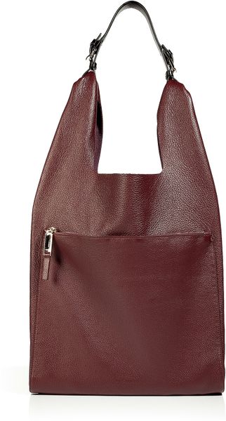 Jil Sander Burgundy Calf Leather Shoulder Bag in Brown (burgundy) - Lyst