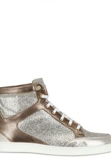 Jimmy Choo Tokyo Glitter and Metallic Calf Sneakers - Lyst