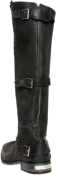 stone washed leather boots