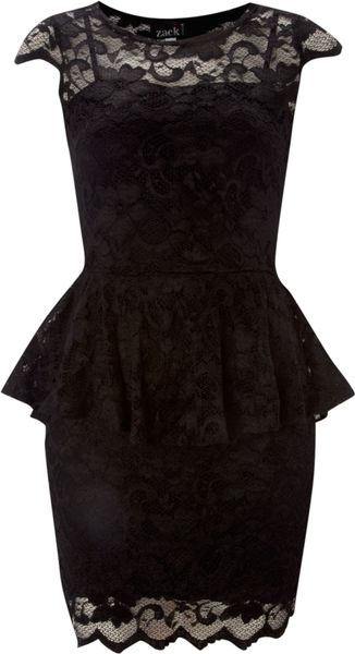 John Zack Lace Dress with Peplum Waist - Lyst
