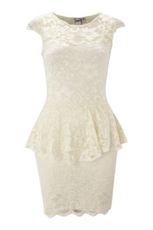 John Zack Lace Dress with Peplum Waist - Lyst