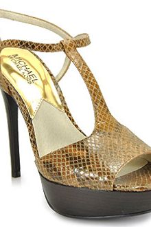 Michael by Michael Kors Felicia Camel Snake Tstrap Sandal - Lyst
