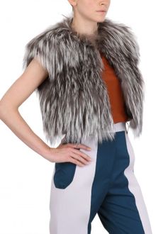 Riis Silver Fox Fur On Felted Wool Vest - Lyst