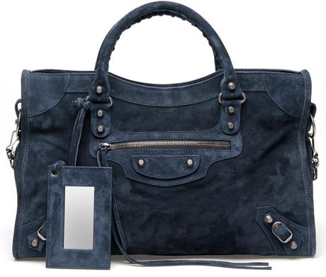 Balenciaga Classic City Suede Bag in Blue (blue grey) - Lyst
