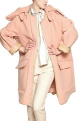 Chloé Quilted Face Angora Coat with Nappa Trim