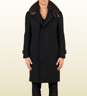 Gucci Peacoat with Detachable Shearling Collar - Lyst