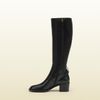 Gucci Stirrup Low Heel Leather Boot in Black - Lyst