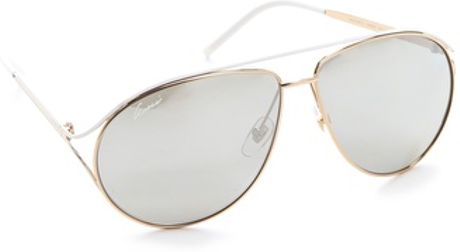 Gucci Contemporary Aviator Sunglasses in Gold - Lyst