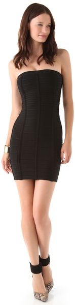 Hervé Léger Signature Essentials Strapless Dress in Black - Lyst