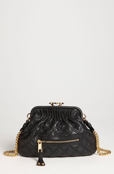 Marc Jacobs Little Stam Leather Crossbody Bag in Black (black/ brass) - Lyst