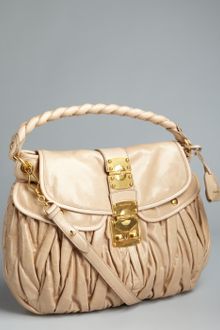 Miu Miu Sabbia Quilted Calfskin Matelasse Flap Hobo - Lyst
